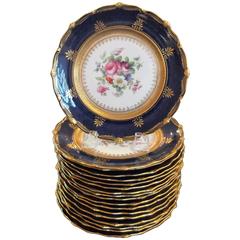 Set of 18 Antique English Hand-Painted Accent Plates