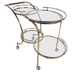 Mid-Century Modern Circular Brass Bar Cart