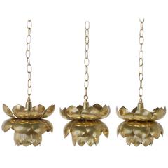 Three Brass Lotus Lights