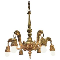 Stunning Pendant Mythological Heraldic Sea Monster Brass and Bronze Chandelier 10