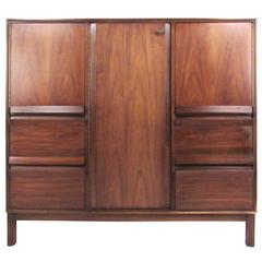 Stunning Mid-Century Walnut Armoire Dresser by American of Martinsville