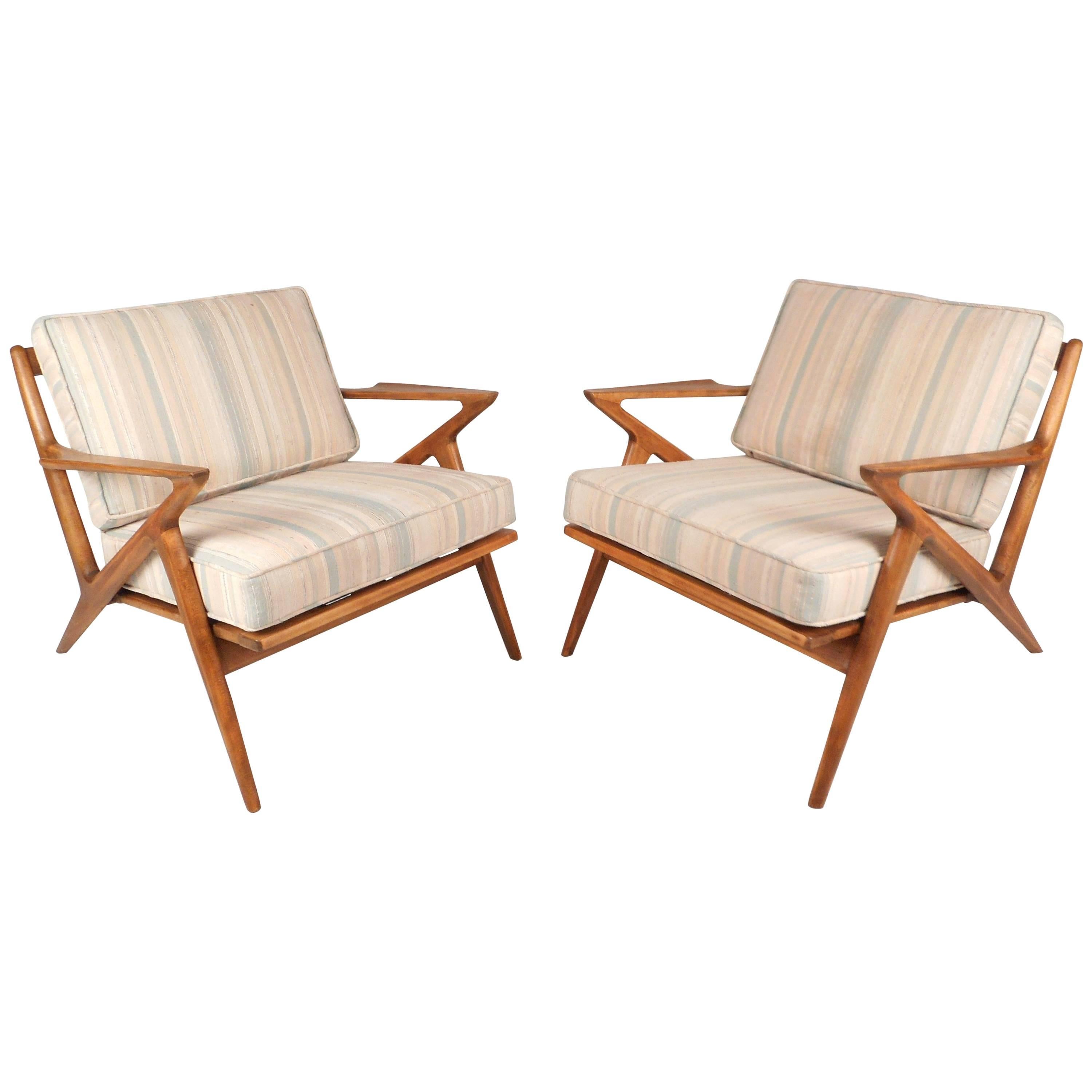 Mid-Century Modern Poul Jensen for Selig "Z" Lounge Chairs