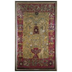 17th Century Italian Silk Framed Textile