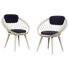 Rare Pair of Circular Chairs by Yngve Ekström for Swedese