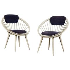 Rare Pair of Circular Chairs by Yngve Ekström for Swedese 7