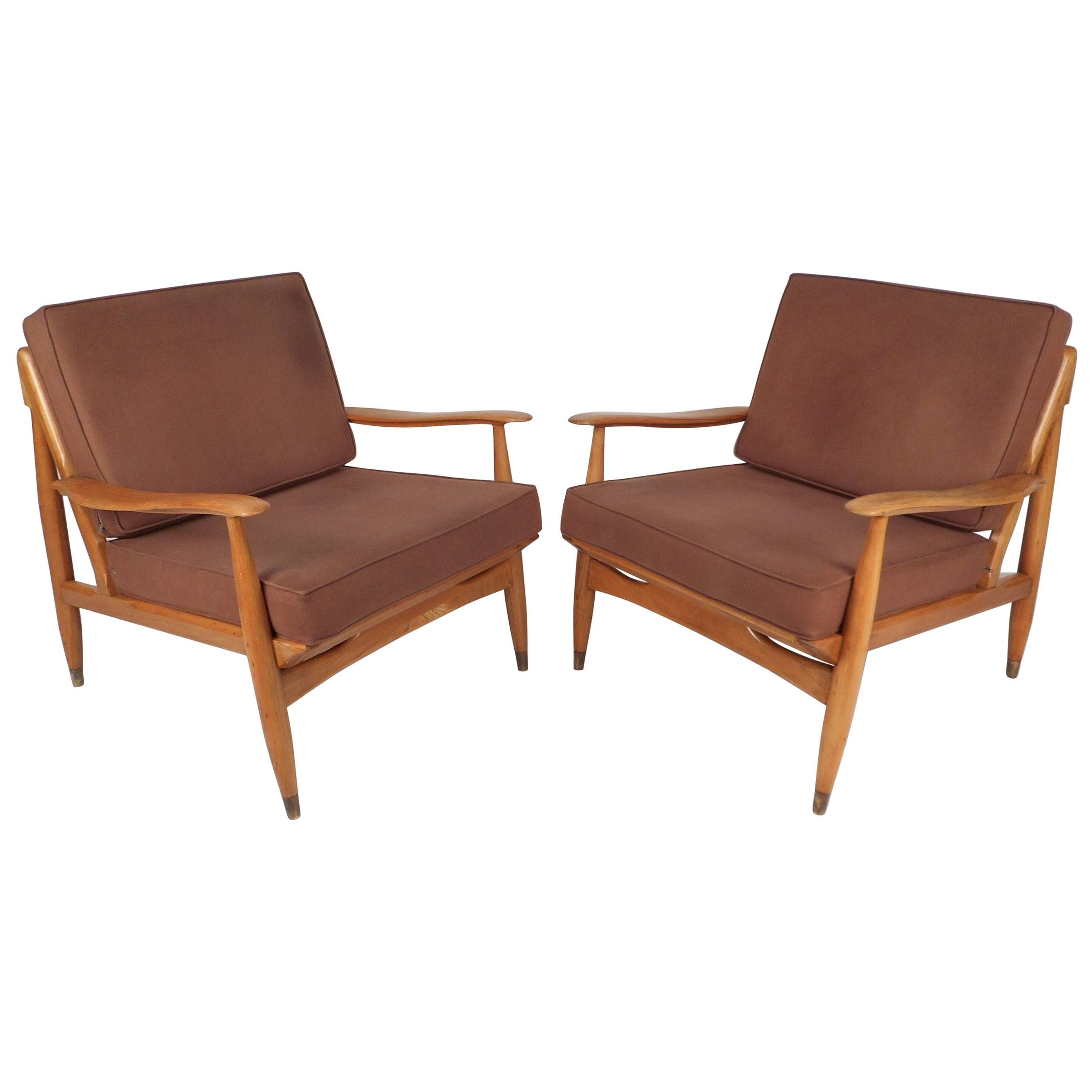 Mid-Century Modern Oak Lounge Chairs