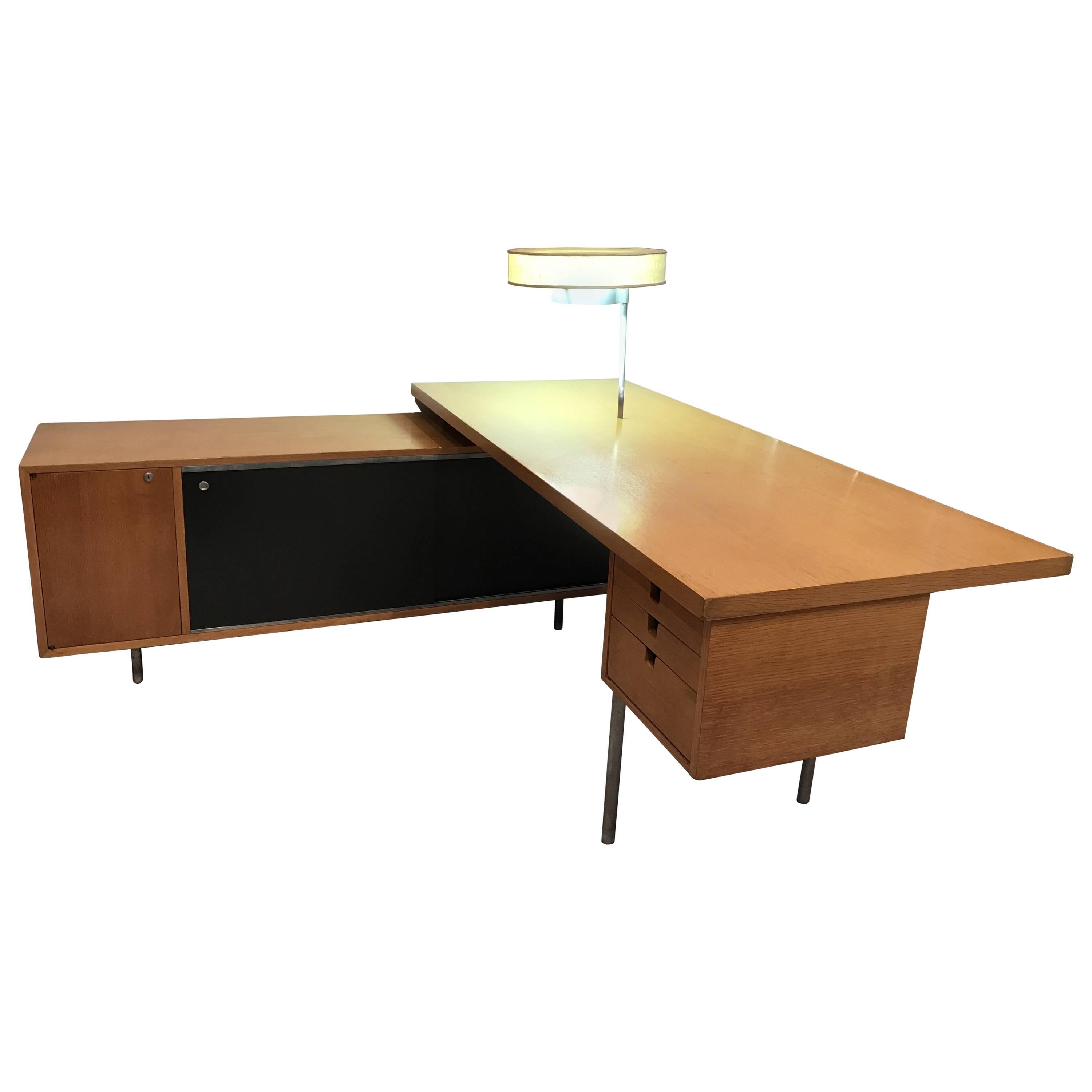 George Nelson for Herman Miller Executive Desk with Lamp and Credenza Return