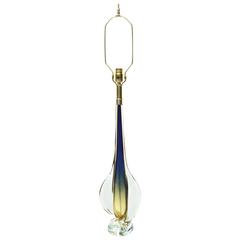 Italian Murano Seguso Sommerso Sculptural Glass Table Lamp