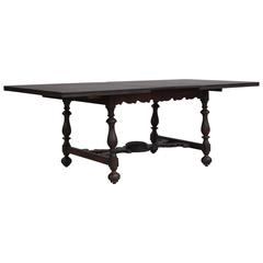 Antique Walnut Simple and Elegant Spanish Revival Dining Room Table