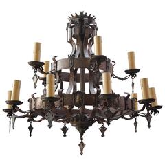 1920s Two-Tiered Spanish Revival Chandelier