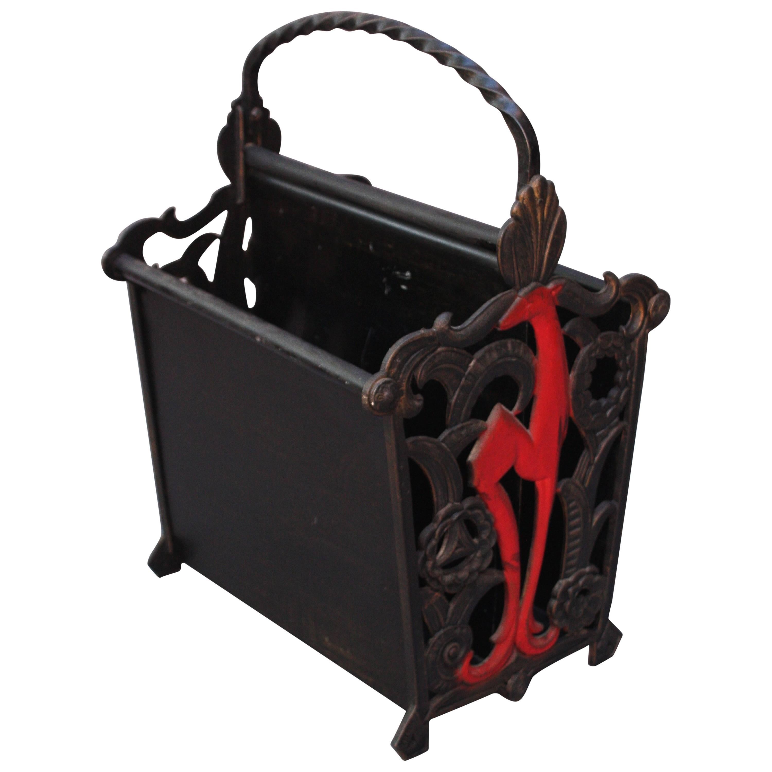 1920s Cast Iron Magazine Rack