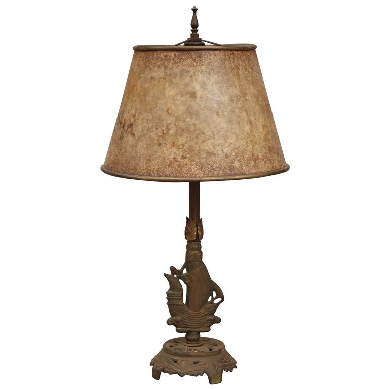 Antique Spanish Revival Table Lamp with Ship Motif at 1stdibs