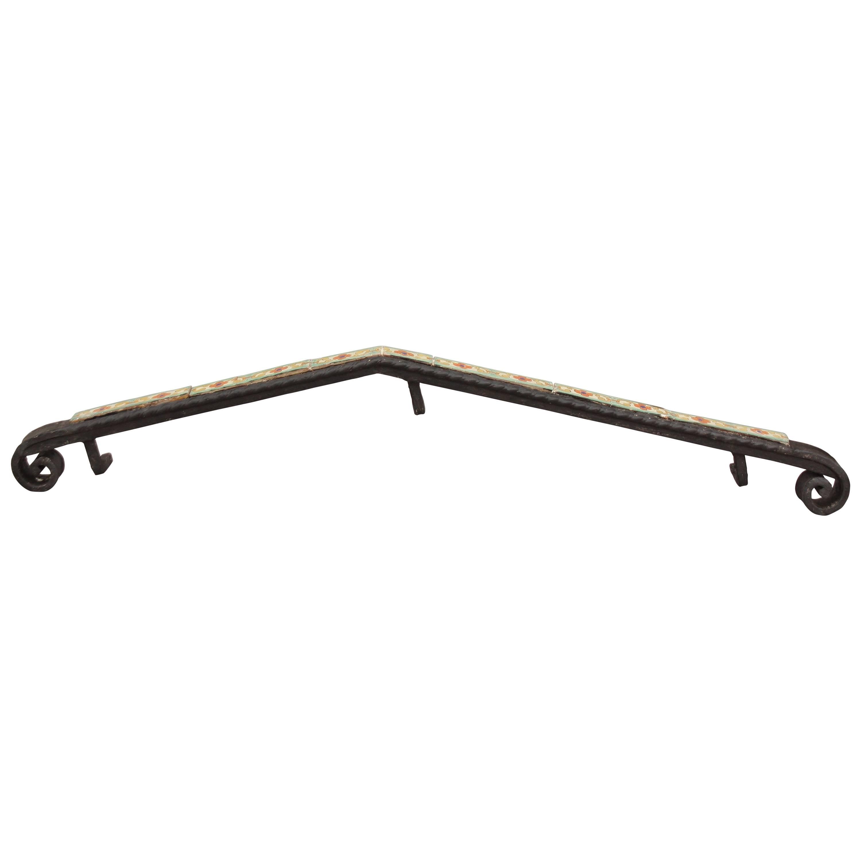1920s Wrought Iron Hand Railing with Inlaid California Tiles