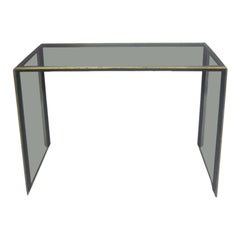 Italian Mid-Century Brass, Nickel and Glass Console or Writing Table, Romeo Rega