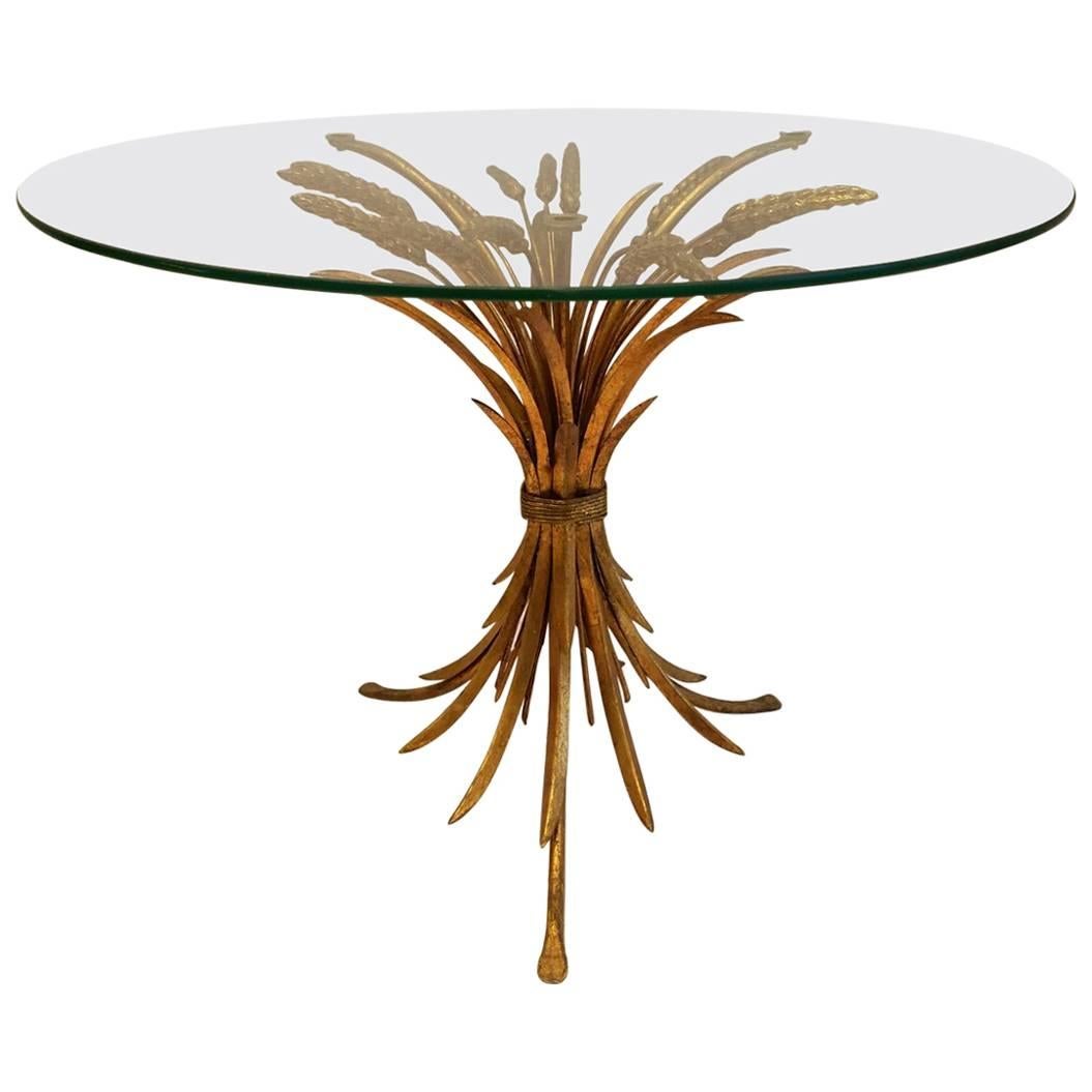 Italian Hollywood Regency Gilt Wheat Sheaf Table