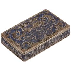 Antique Russian Silver Niello Snuff Box with Rectangular Hinged Lid 12