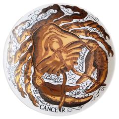 Piero Fornasetti Cancer Zodiac Porcelain Plate Made for Corisia in 1974