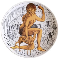 Piero Fornasetti Virgo Zodiac Porcelain Plate Made for Corisia in 1969