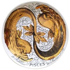 Vintage Piero Fornasetti Pisces Zodiac Porcelain Plate Made for Corisia in 1971