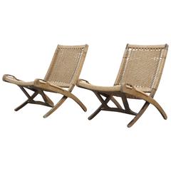 Pair of Folding Chairs in the Style of Gio Ponti, circa 1960