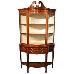 Exhibition Quality Mahogany Inlaid Serpentine Display Cabinet by Maple & Co 4