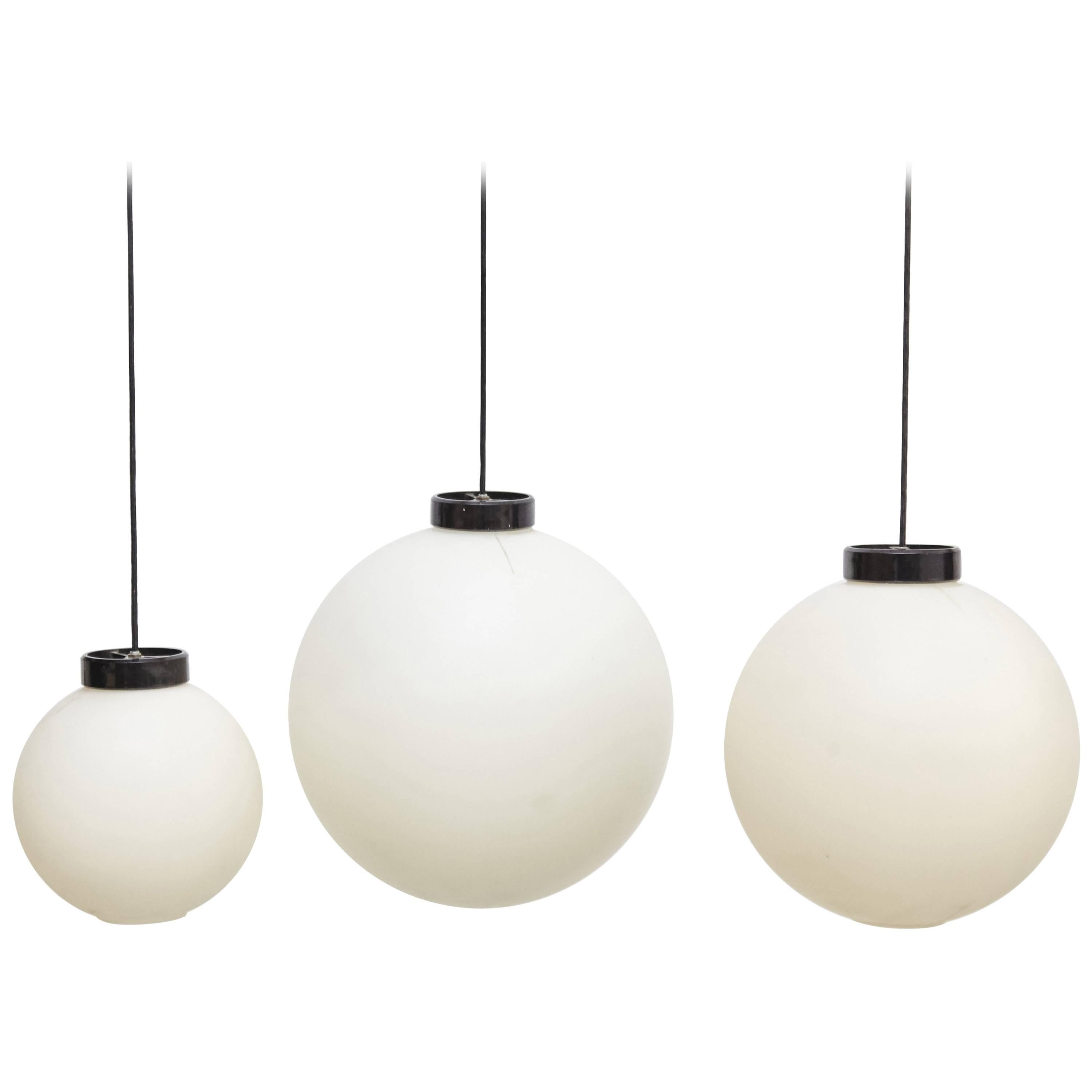 Set of Three Pending Lamps by Miguel Mila for Tramo, circa 1970