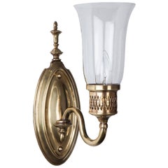 Federal Style Bronze Sconces with Glass Hurricane Shades, circa 1910
