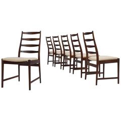 Torbjørn Afdal Set of Six 'Ladder Back' Dining Chairs in Solid Rosewood 9