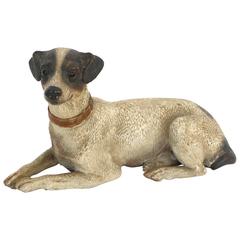 19th Century English Terra Cotta Figure of a Jack Russell Terrier