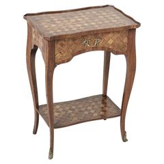 19th Century French Louis XV Style Walnut Marquetry Side Table or Nightstand