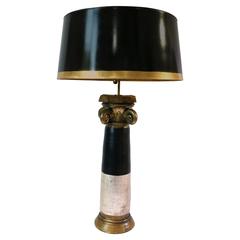 Hollywood Regency Table Lamp Black, Gold and Silver by Burts Cason, 1980s