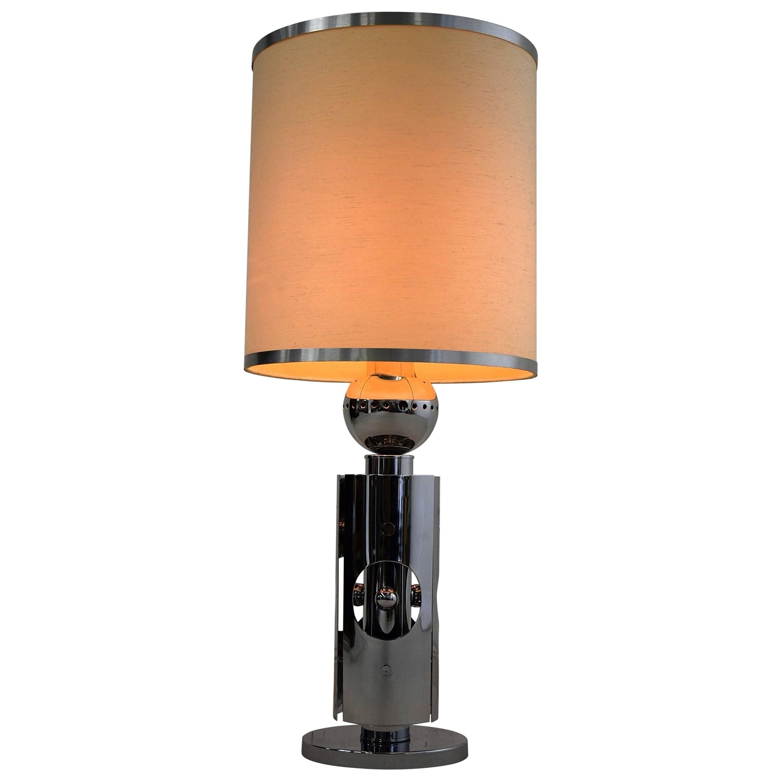 Gaetano Sciolari 1970s Chrome Table Lamp