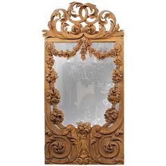 19th Century Swedish or Baltic Oak Mirror with Pierced Carved Crest 4