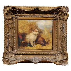 19th Century Oil on Canvas Painting of Dogs, signed by artist “George Armfield”