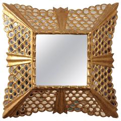 Italian Gilt Wood Mirror with Mercury Glass Insets