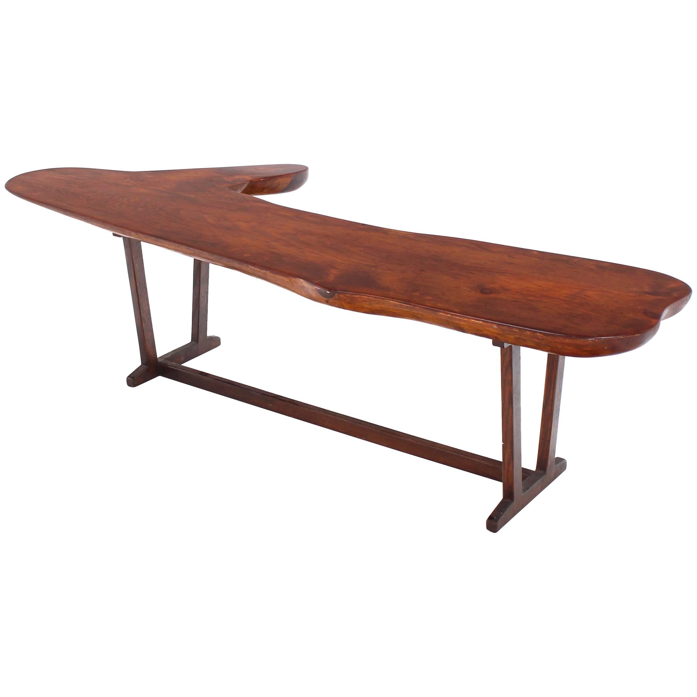 Organic Solid Top Coffee Table or Bench Live Edge For Sale