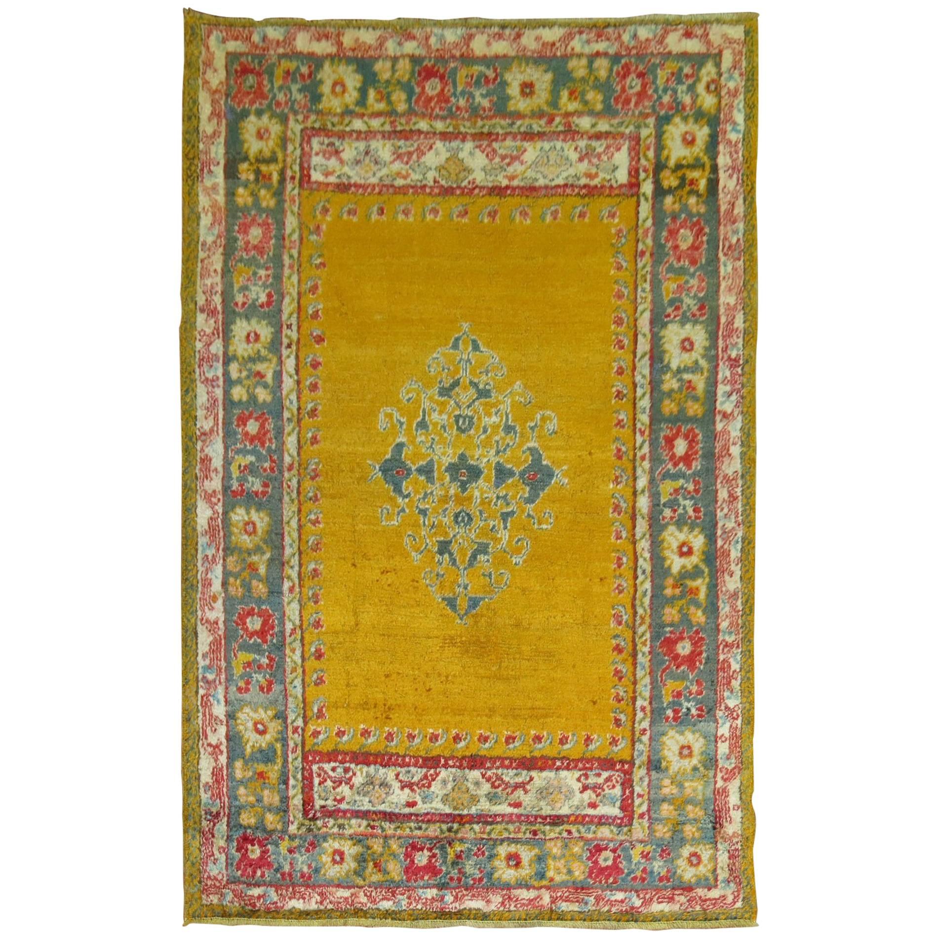 Zabihi Collection Antique Angora Oushak Rug For Sale