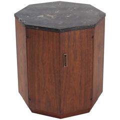 Octagon Marble-Top Side Table with Compartment
