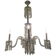 Large European Four-Light Crystal Chandelier, Early 20th Century