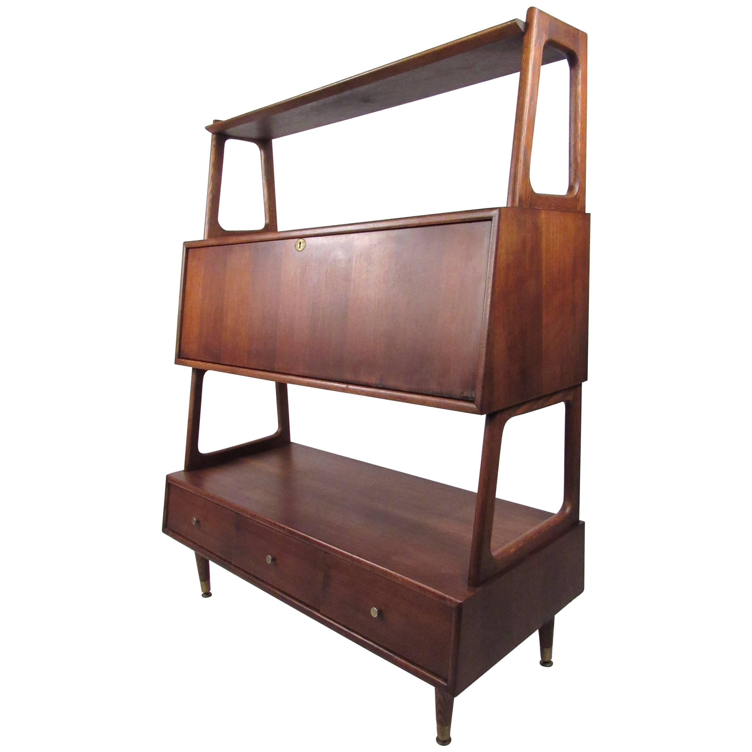 Mid-Century Drop Front Desk or Bookshelf Cabinet