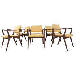 Six Sculptural Dining Chairs, Gio Ponti Style