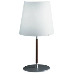 Fontana Arte 2198TA Table Lamp in Pearwood, Frosted Blown Glass, Designed 1954 