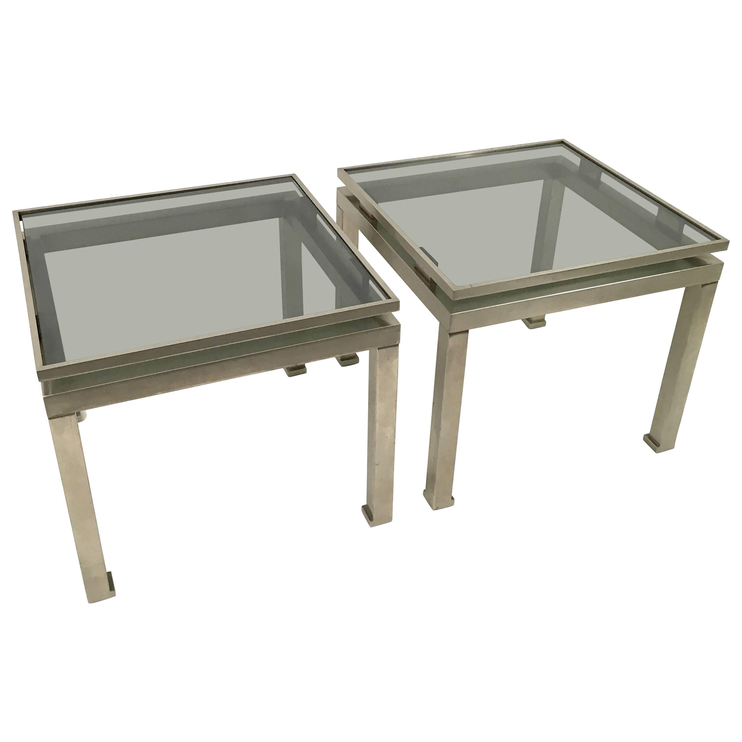 Guy Lefevre Stainless Steel Side Tables For Sale