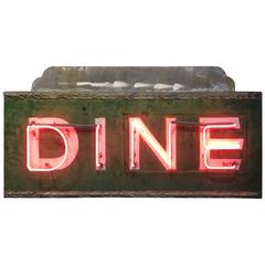 Vintage Neon Sign "DINE" Restaurant Art Deco