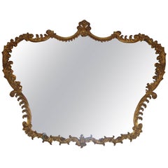 Italian Giltwood Baroque Carved Horizontal Mirror