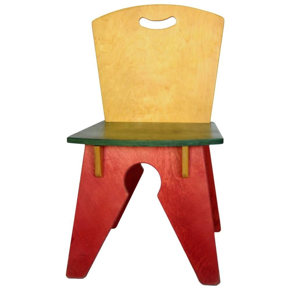 Red Yellow Green Notch Chair, USA, 1980s For Sale