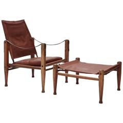Kaare Klint Safari Chair and Ottoman, Rud Rasmussen, Denmark (free shipping)