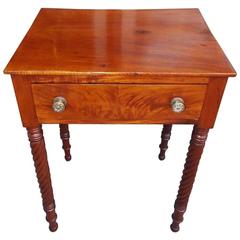 American Mahogany One Drawer Barley Twist Side Table, Circa 1810 8