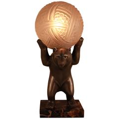 French Art Deco Bear Table Lamp by Hettier & Vincent