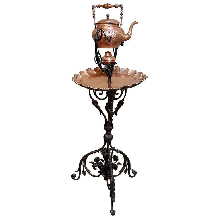 19th Century Wrought Iron and Copper Tea Serving Stand at 1stdibs